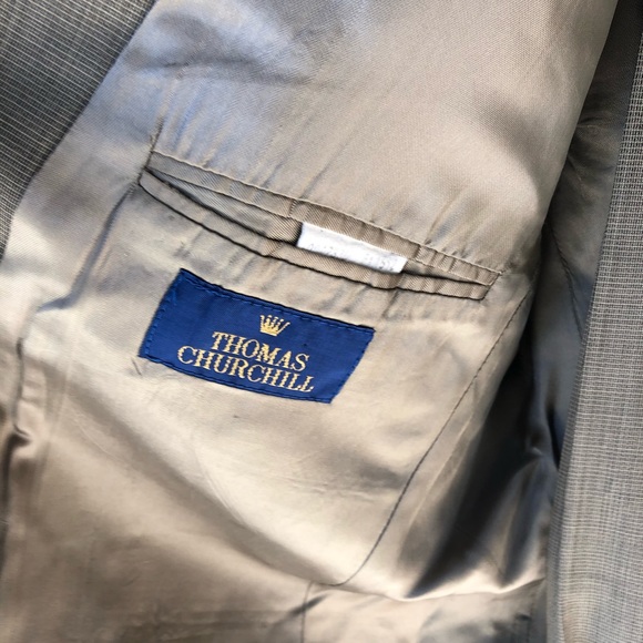 Mens Suit; Thomas Churchill Suit; 3 Button Tan 44 Regular; Classic Style - Picture 2 of 8